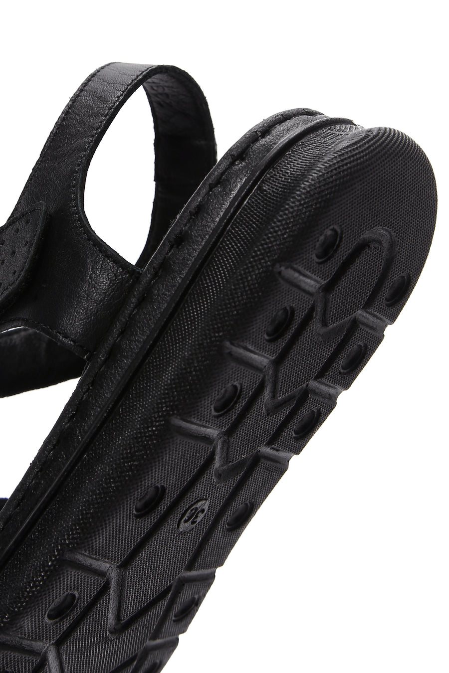 Kadın Siyah Bilekten Bantlı Deri Comfort Sandalet