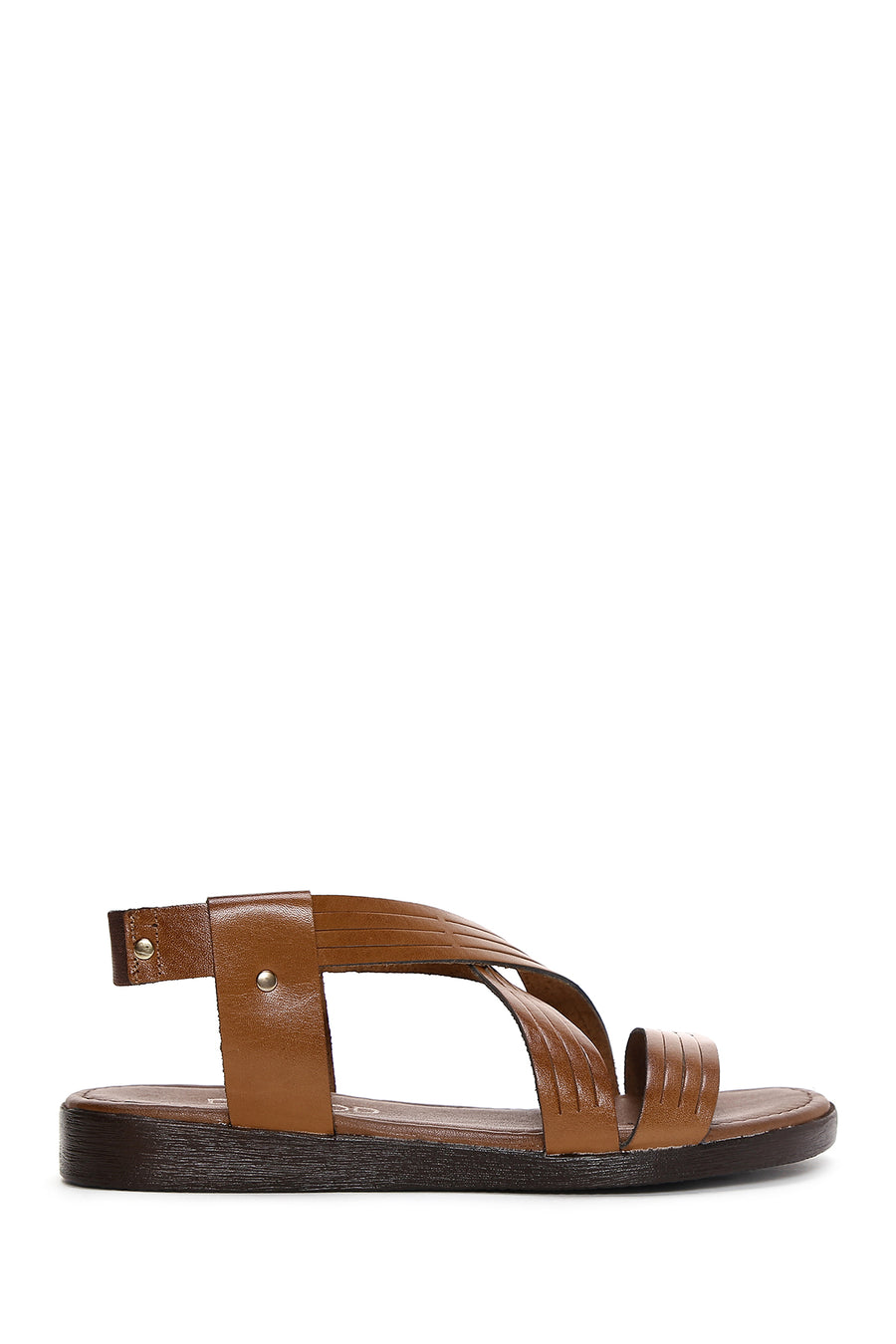 Women's Tan Leather Bodrum Sandals 25SFD331118 | Derimod