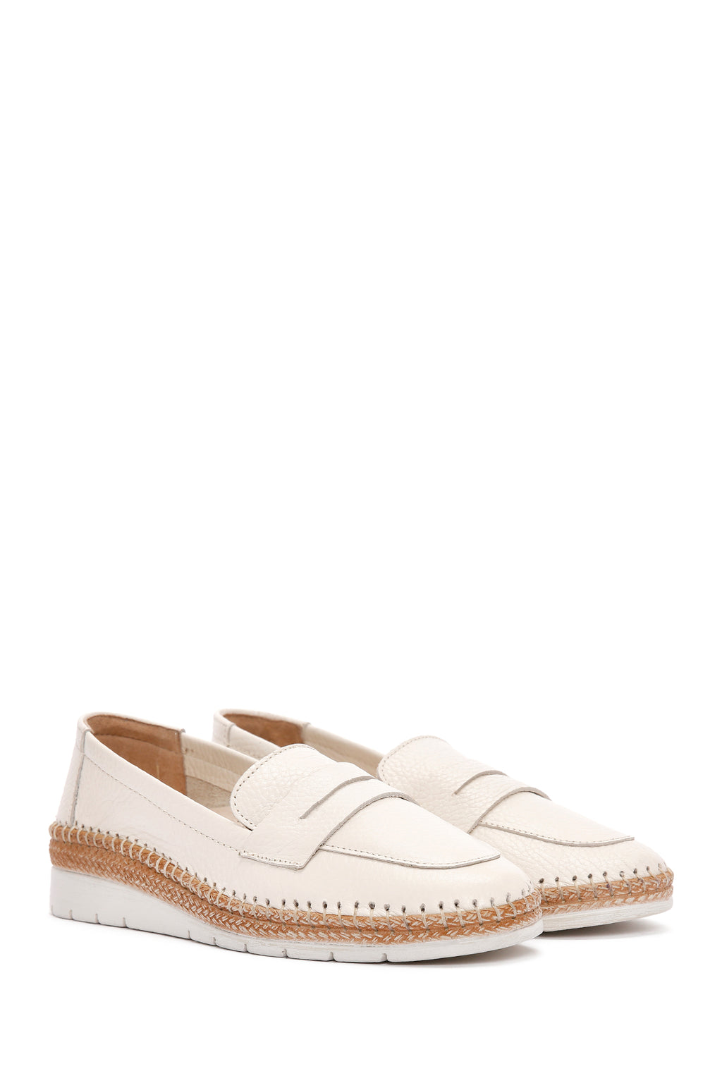 Kadın Bej Deri Comfort Loafer