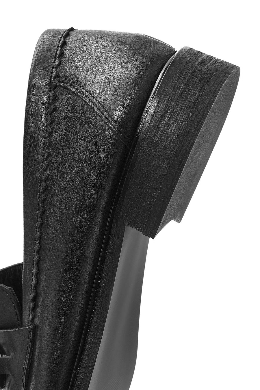 Kadın Siyah Tokalı Deri Maskülen Loafer