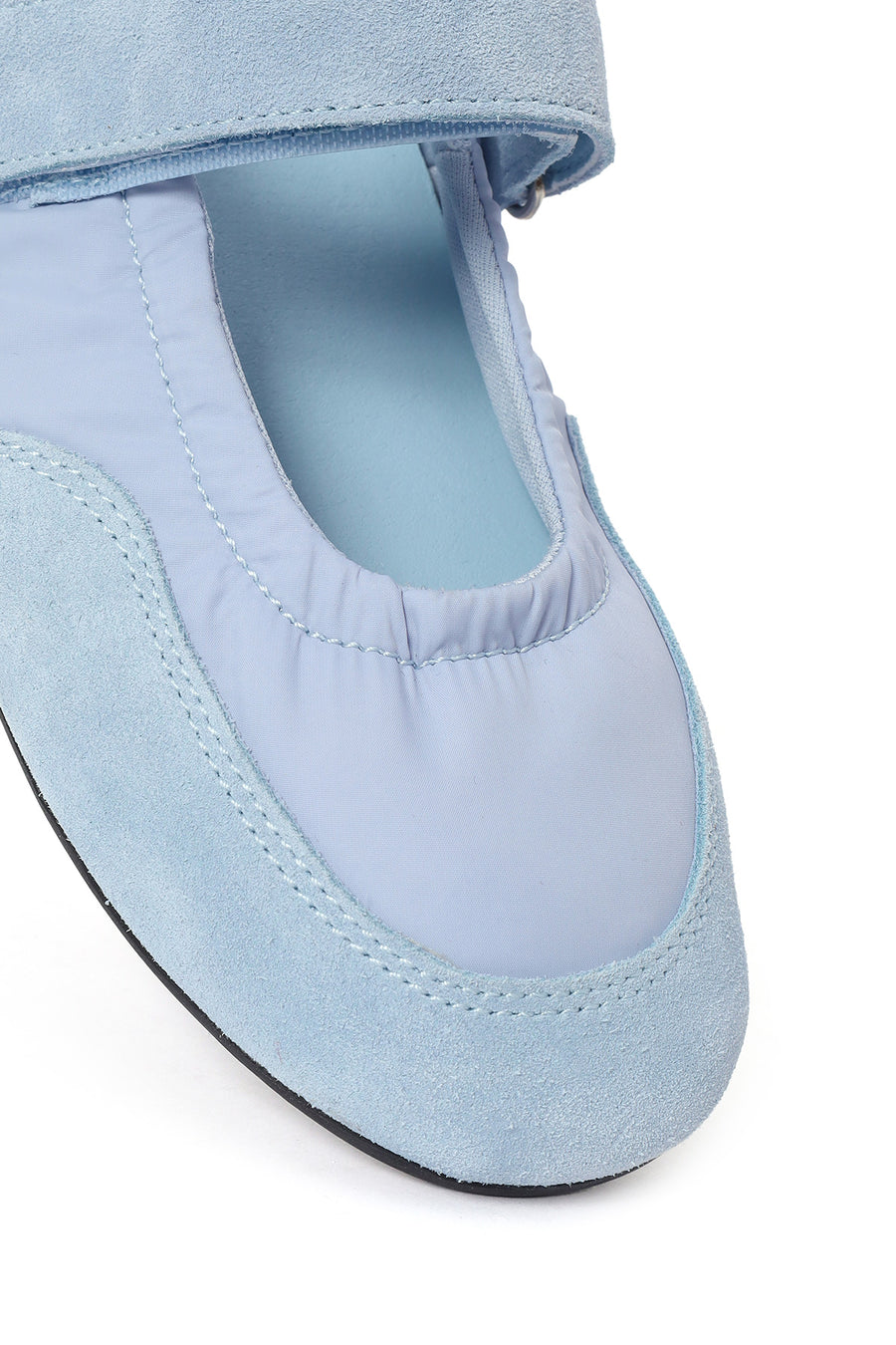 Women's Blue Strap Leather Sport Ballet Flats