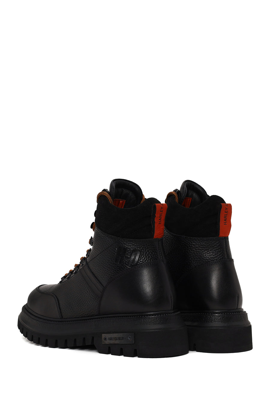 Harley Davidson Male Black Stein Lace-Up Thick-Sole Leather Combat Boots