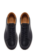 Erkek Siyah Bağcıklı Deri Sneaker | Derimod