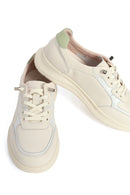 Kadın Bej Bağcıklı Deri Sneaker | Derimod