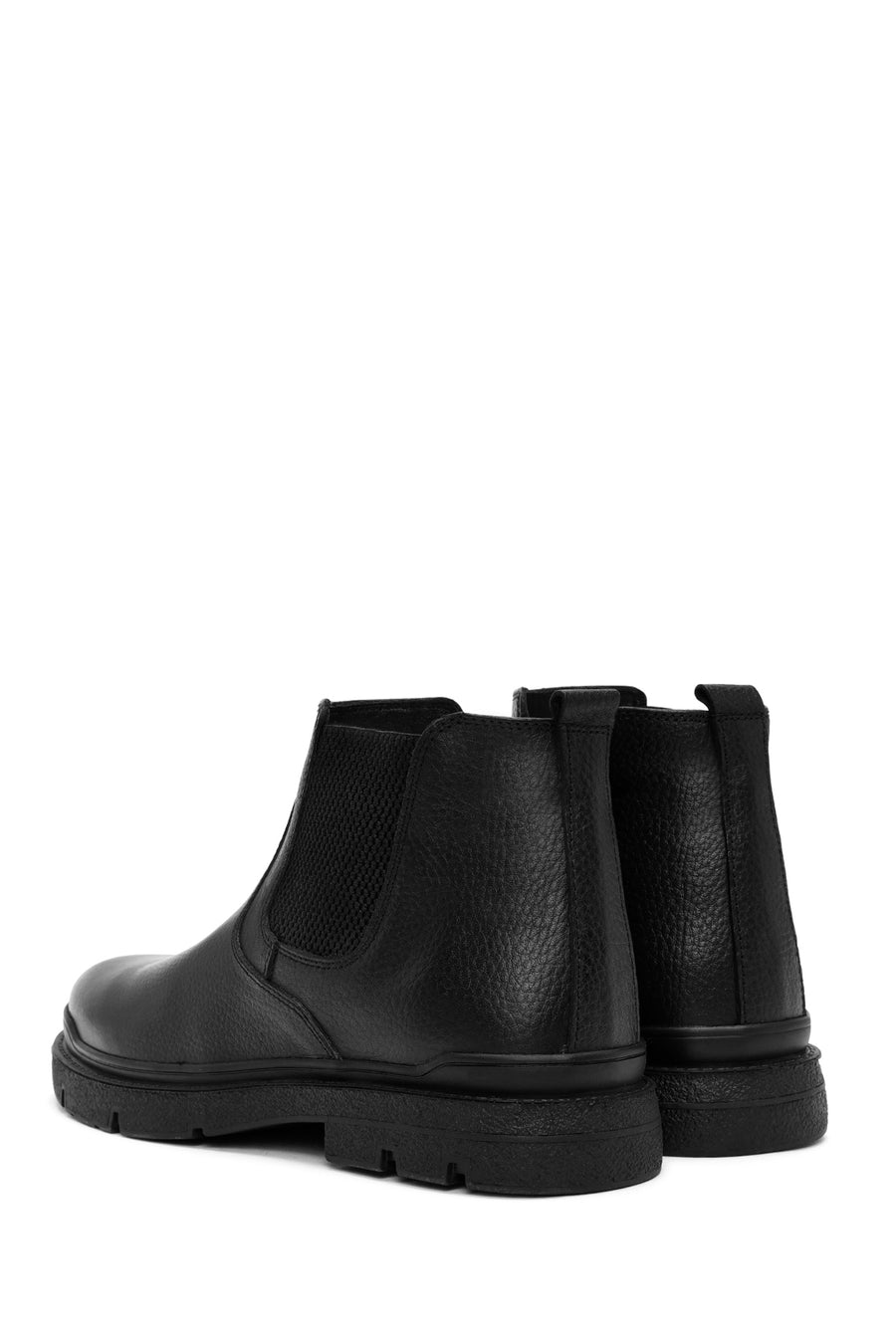 Male Black Zip Closure Leather Casual Boots