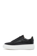 Men's Black Lace-up Thick-Sole Leather Sneaker | Derimod