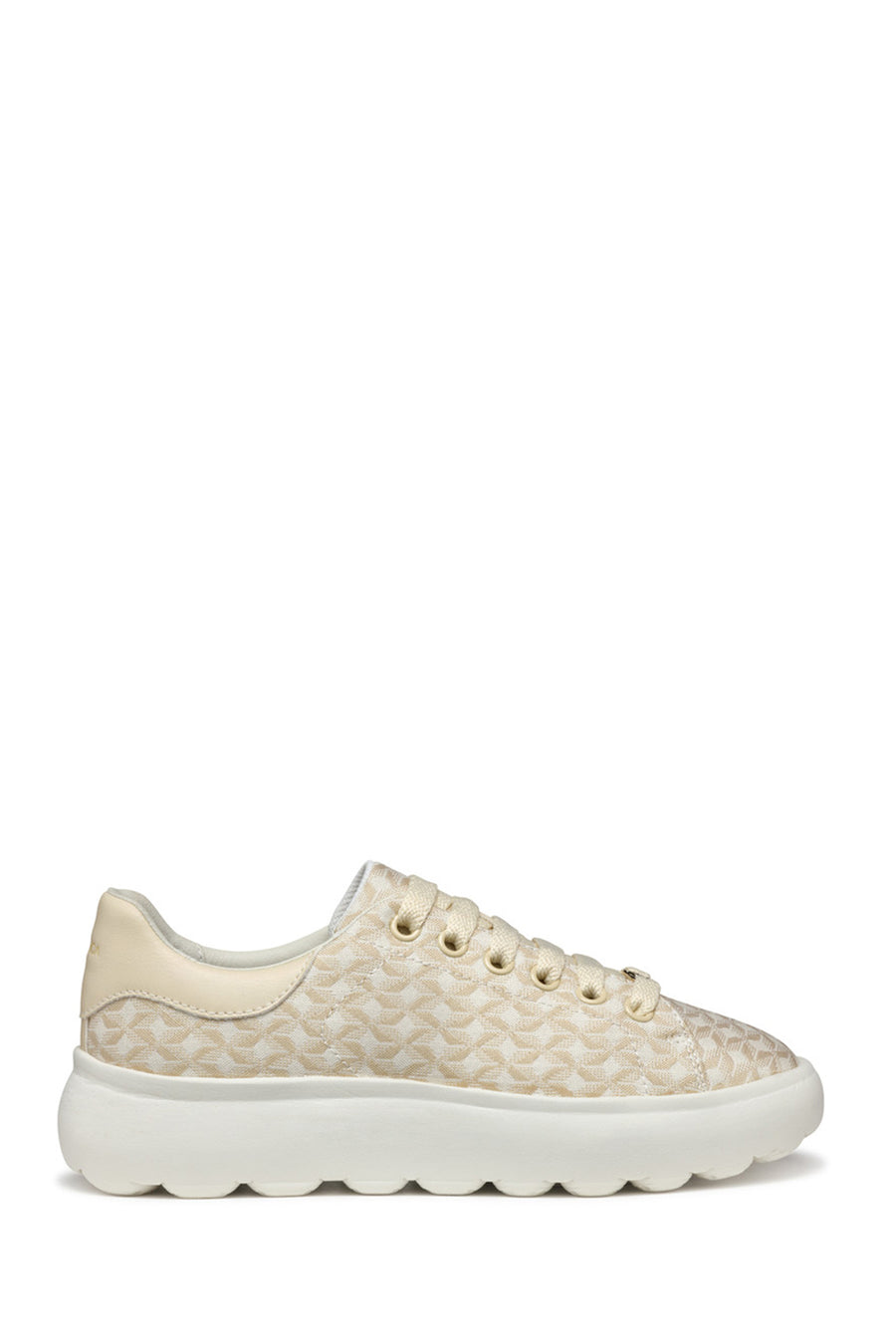 Geox Kadın Bej Spherica Ec4.1 Bağcıklı Desenli Kalın Tabanlı Sneaker D55TCD0DSBCC1122 | Derimod