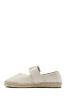Women's Cream Buckled Leather Espadrilles | Derimod