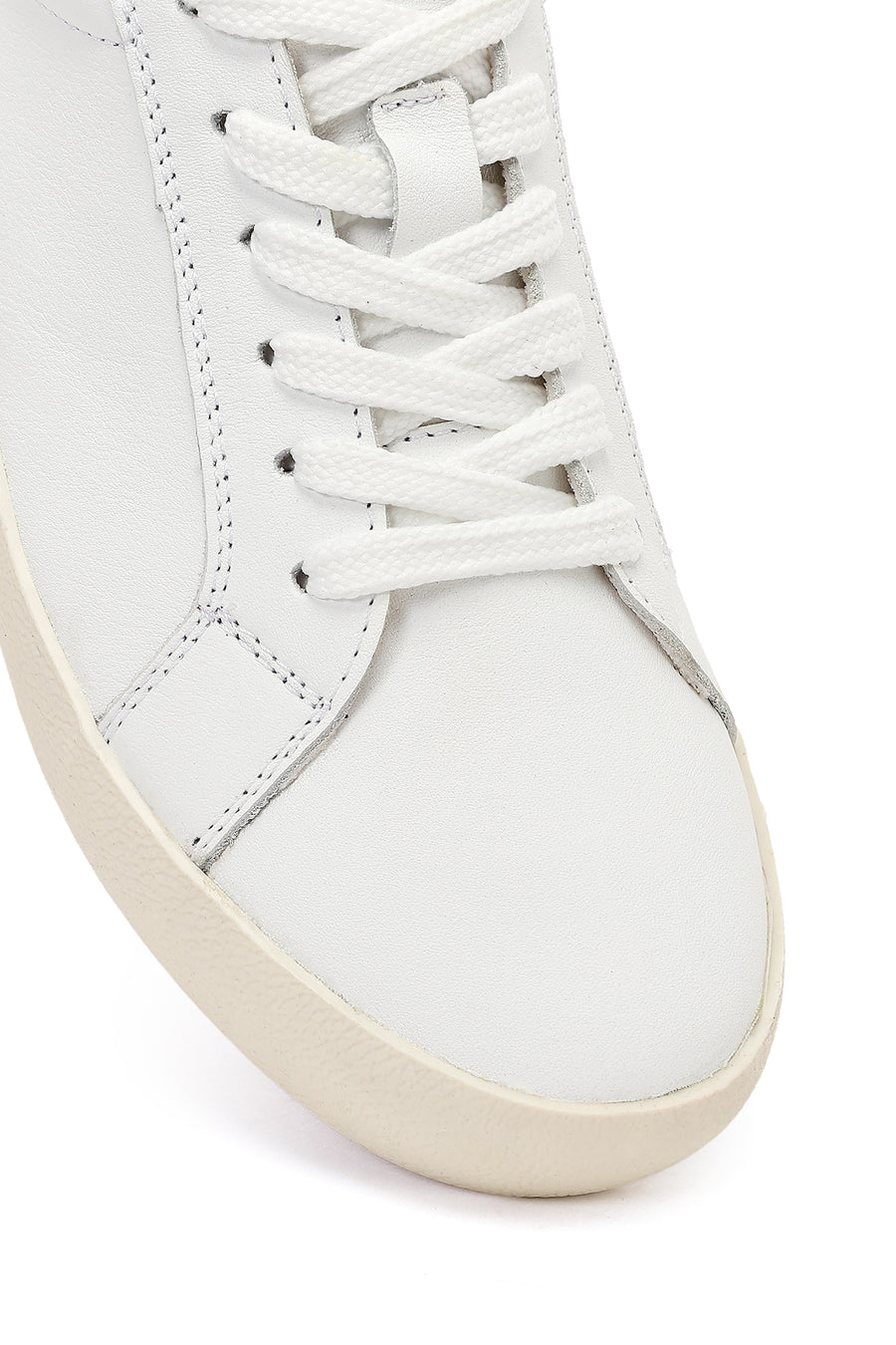 Kadın Beyaz Bağcıklı Deri Sneaker