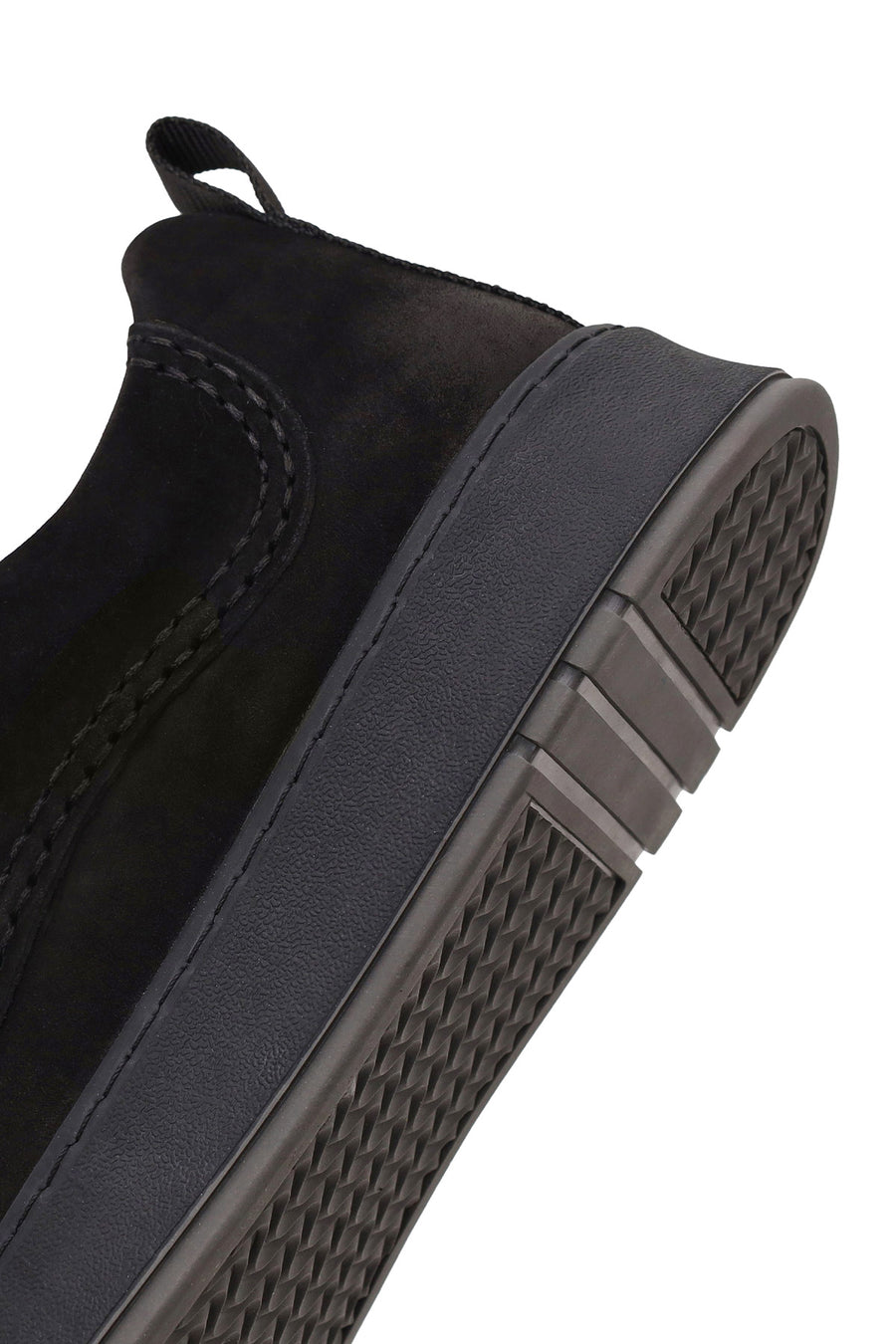 Erkek Siyah Bağcıklı Kalın Tabanlı Nubuk Deri Sneaker