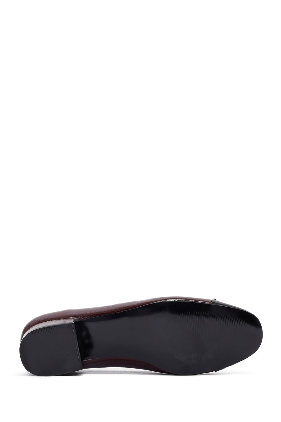 Women's Burgundy Short Heel Leather Ballet Flat