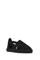 Woman Black Suede Leather Espadrille Sandals | Derimod