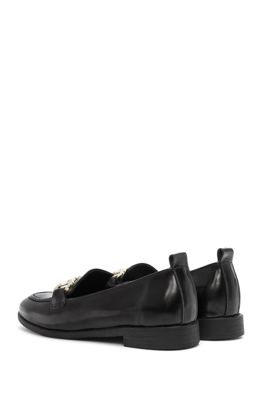 Kadın Siyah Toka Detaylı Deri Maskülen Loafer