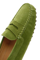 Women's Green Suede Leather Loafer | Derimod