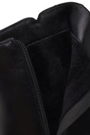 Woman Black Zip Closure Thick-Heeled Leather Boots | Derimod