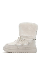 Women's White Fur Detailed Leather Boots | Derimod