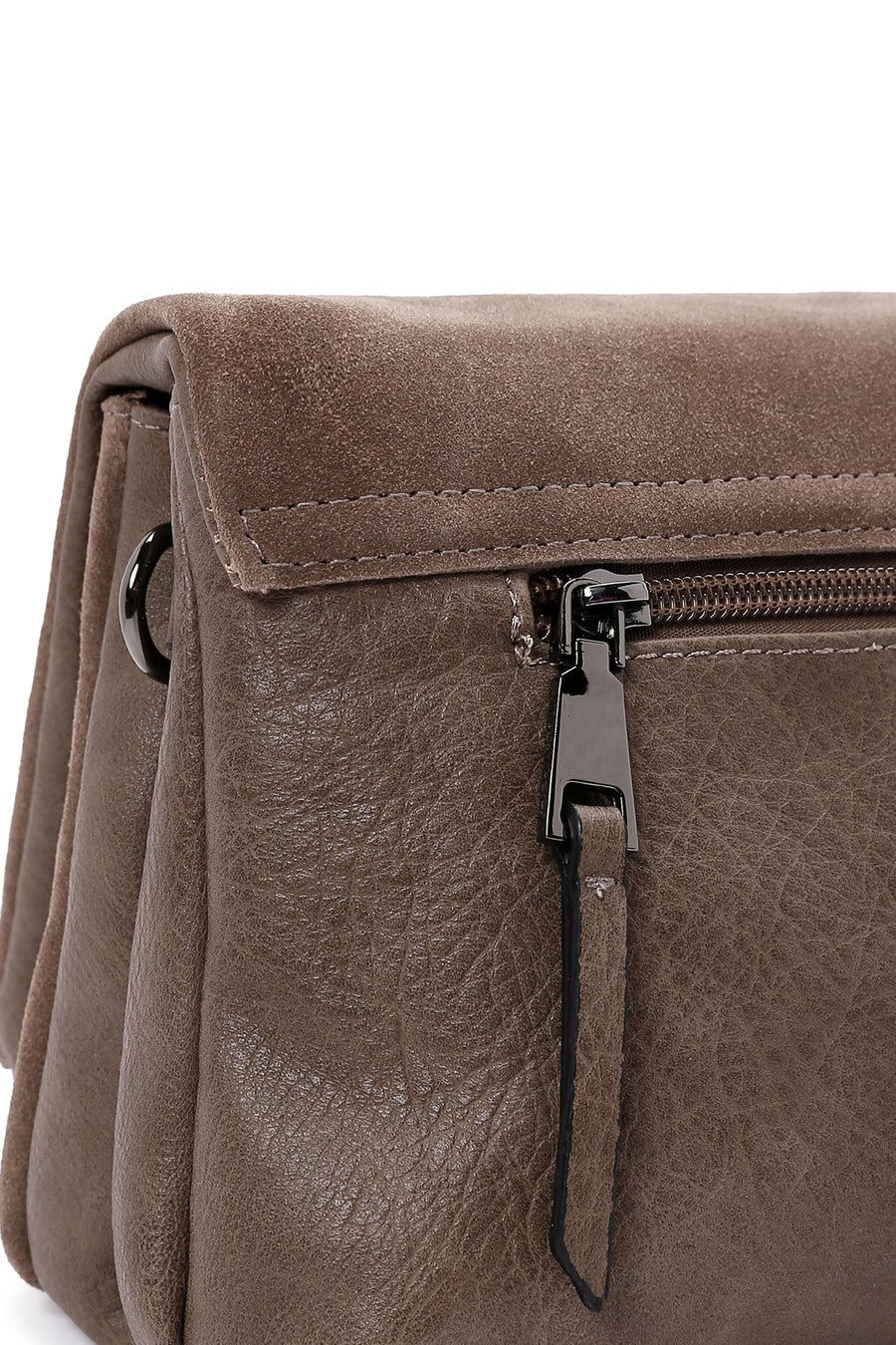 Women's Mink Long Strap Accessory Detailed Suede Crossbody Bag