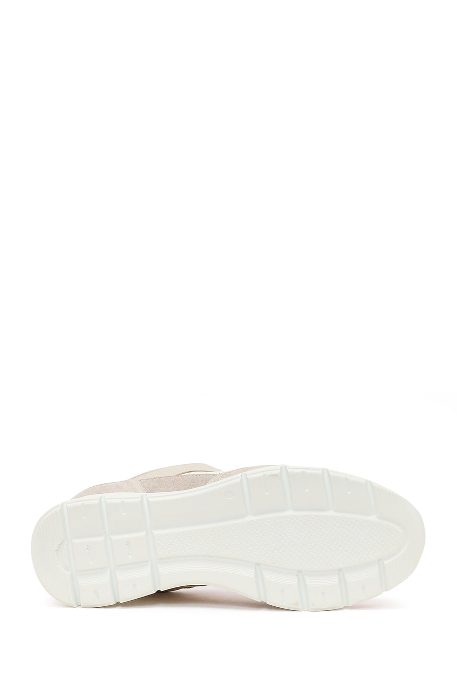 Woman Beige Lace-Up Wedge-Heel Suede Leather Sneaker