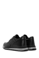 Erkek Siyah Bağcıklı Deri Casual Sneaker | Derimod