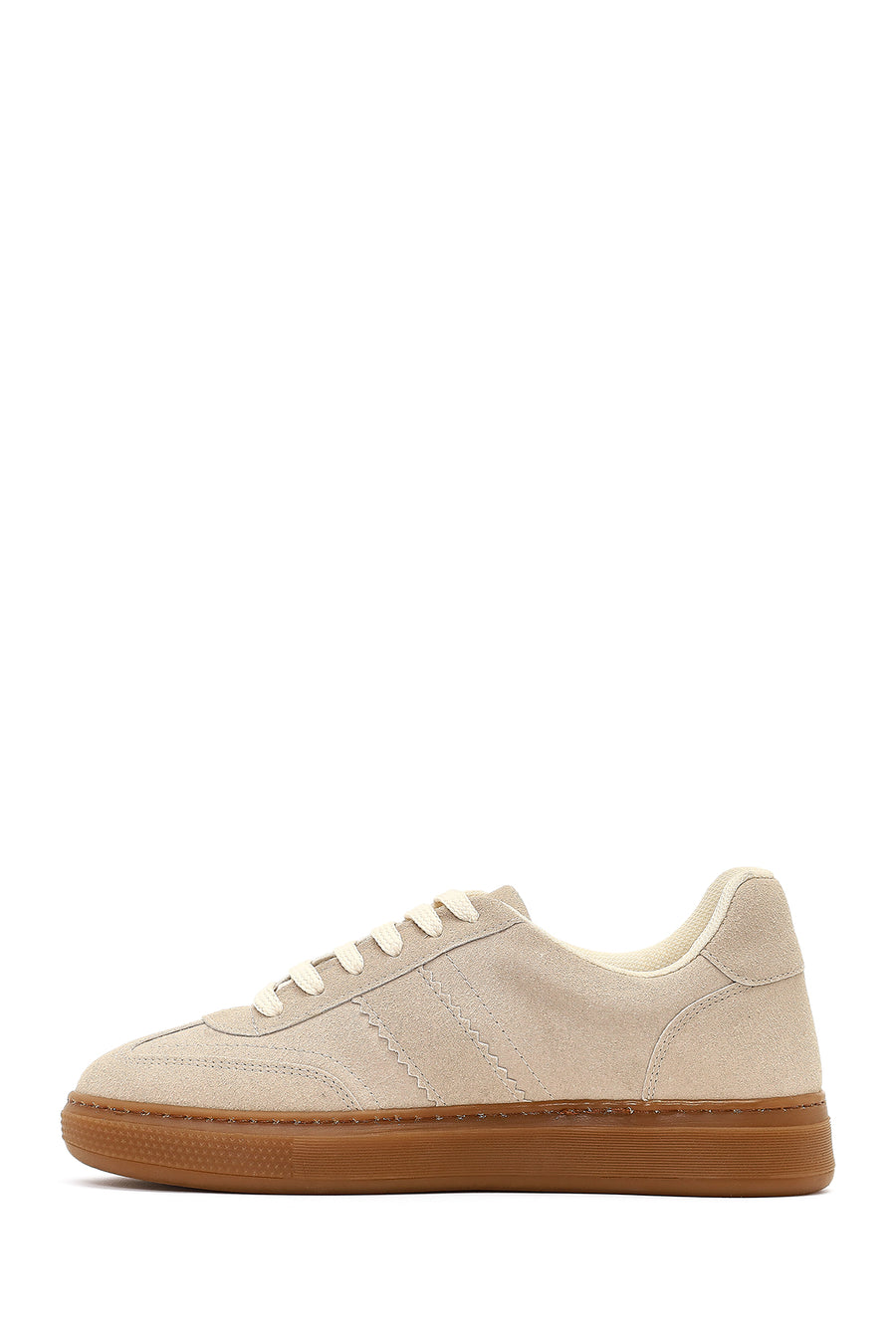 Kadın Bej Bağcıklı Süet Sneaker