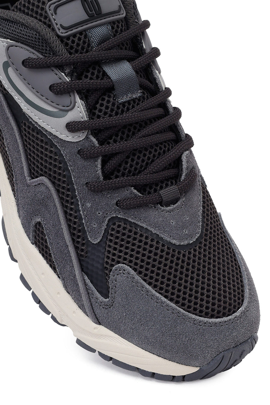 Erkek Gri Bağcıklı Kalın Tabanlı Deri Sneaker