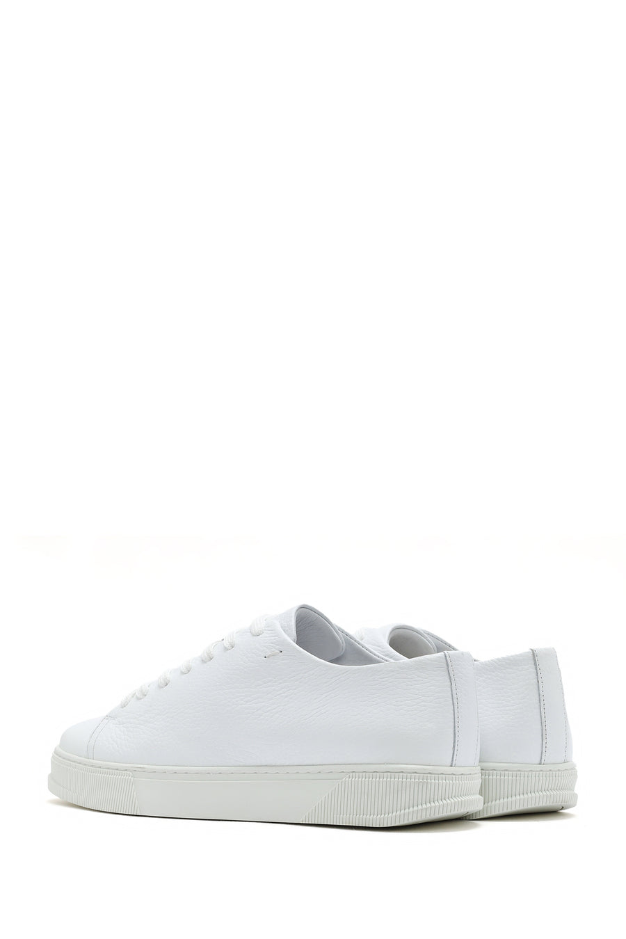 Erkek Beyaz Bağcıklı Deri Sneaker