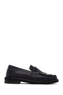 Kadın Siyah Püsküllü Deri Maskülen Loafer | Derimod