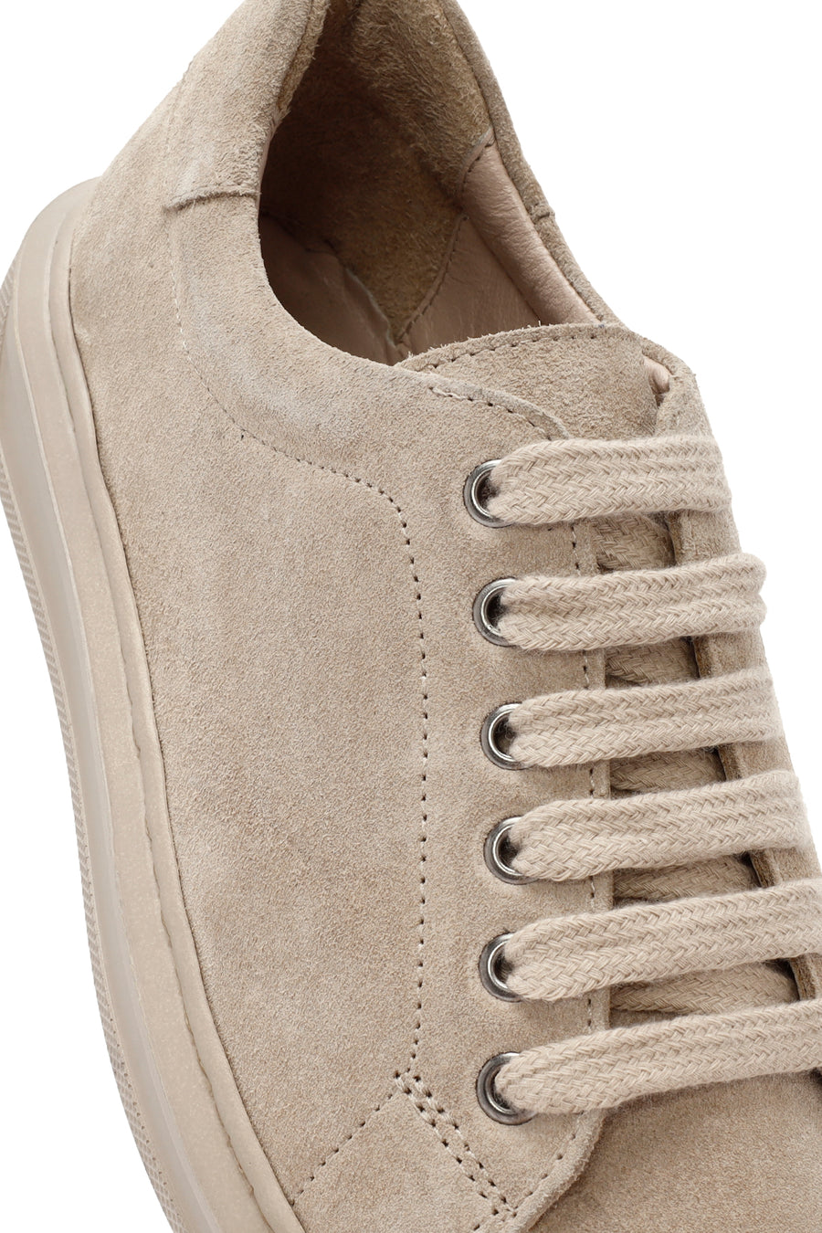 Women's Beige Lace-Up Suede Leather Sneaker