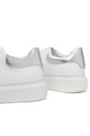 Woman White Laced Thick Sole Leather Sneakers | Derimod