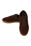 Erkek Kahverengi Bağcıklı Süet Deri Sneaker | Derimod
