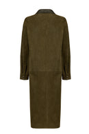 Los Angeles Woman Green Suede Coat | Derimod