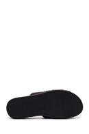Woman Black Leather Comfort Slipper | Derimod
