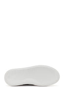 Men's White Lace-up Thick-Sole Leather Sneaker | Derimod
