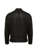 Towns Men Black Slim-Fit Short Leather Jacket | Derimod