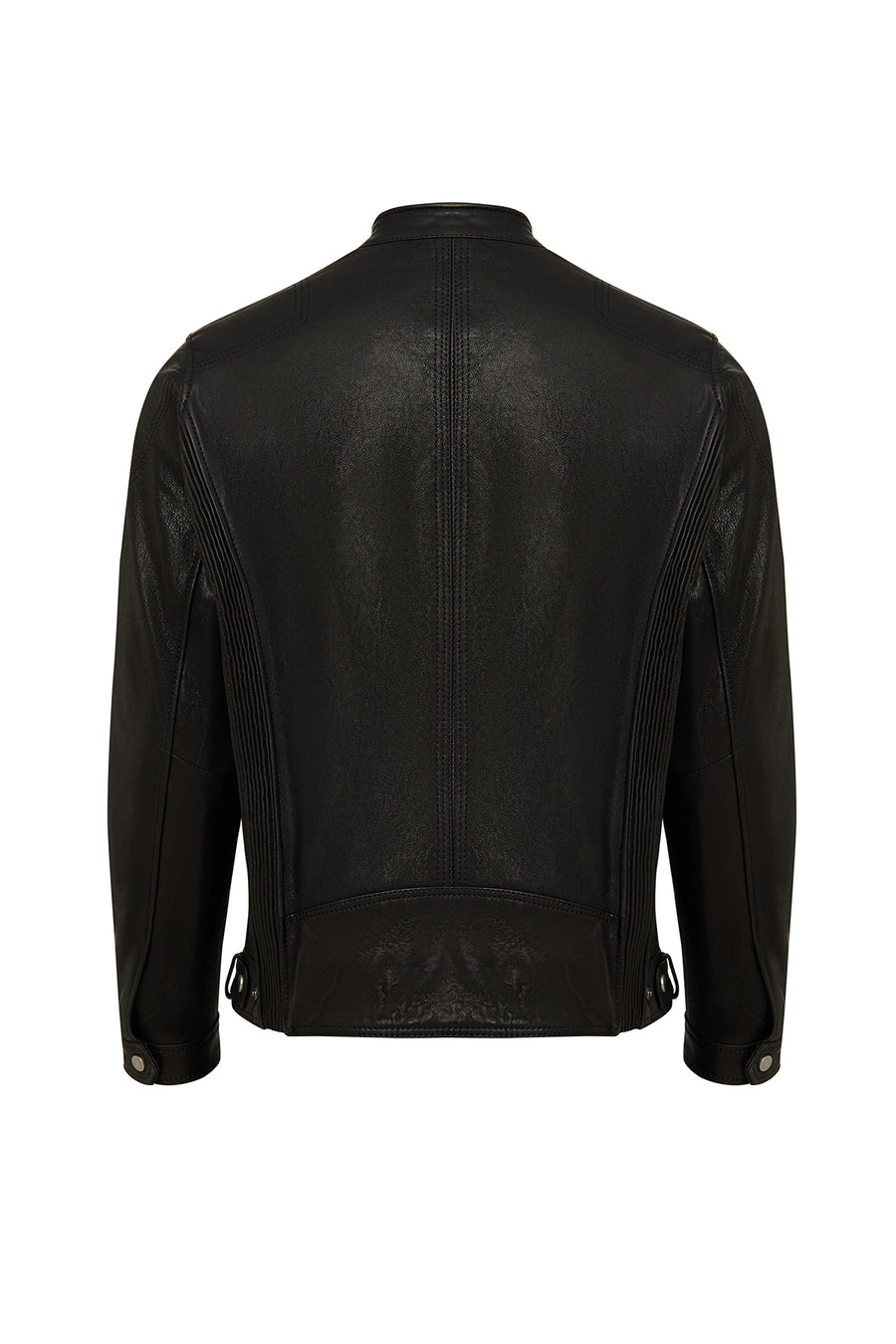 Towns Men Black Slim-Fit Short Leather Jacket