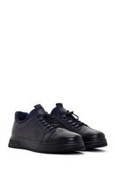 Erkek Lacivert Deri Sneaker | Derimod