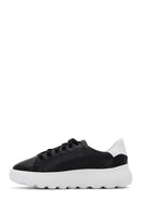 Geox Women's Black Leather Spherica Ec4.1 Thick Soled Sneaker | Derimod