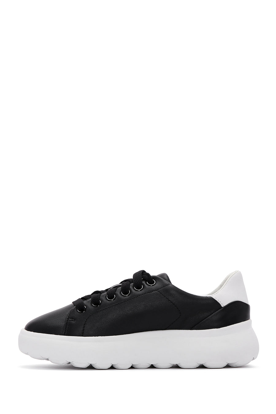 Geox Women's Black Leather Spherica Ec4.1 Thick Soled Sneaker