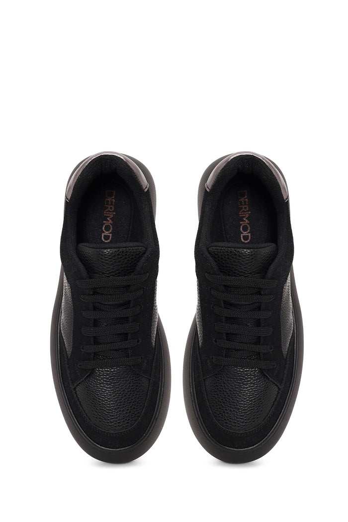 Kadın Siyah Bağcıklı Kalın Tabanlı Sneaker