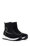Women's Black Fabric High Top Sneakers | Derimod