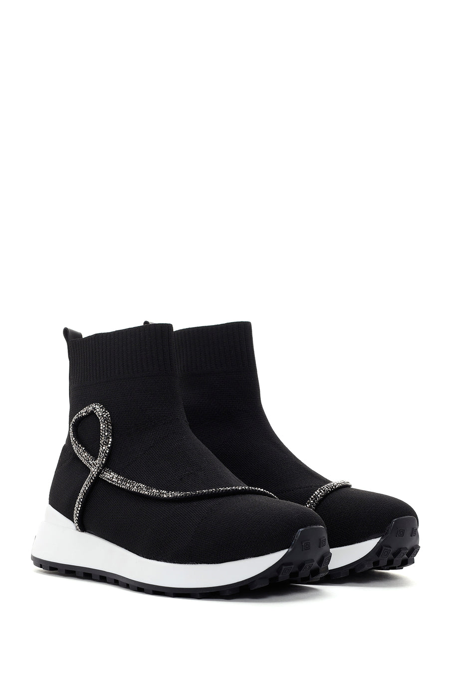 Women's Black Fabric High Top Sneakers