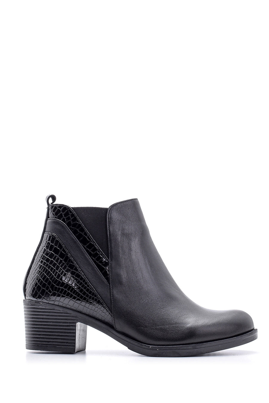 Women's Crocodile Detailed Heeled Leather Boots 19WFD286814 | Derimod