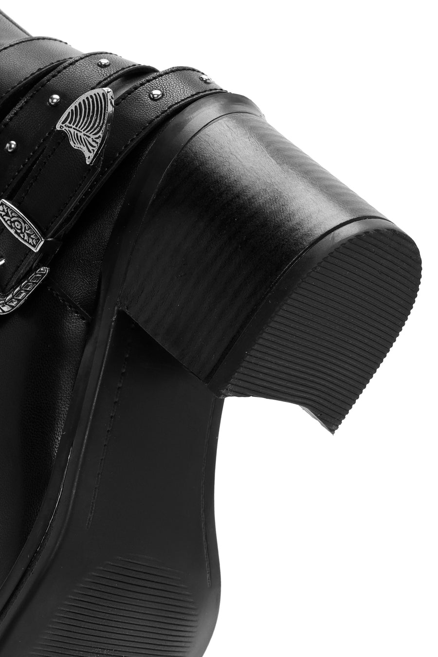 Women's Black Buckle Detailed Cowboy Boots