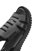 Kadın Siyah Kalın Tabanlı Deri Comfort Sandalet | Derimod