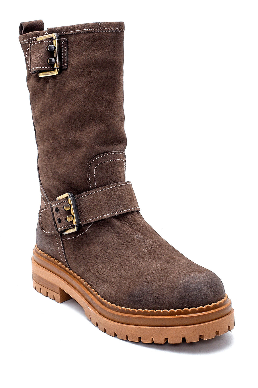 Women's Nubuck Buckle Detailed Boots
