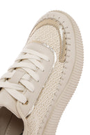Women's Beige Lace-Up Thick-Sole Knitted Sneakers | Derimod