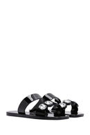 Women's Black Jelly Stone Slippers | Derimod