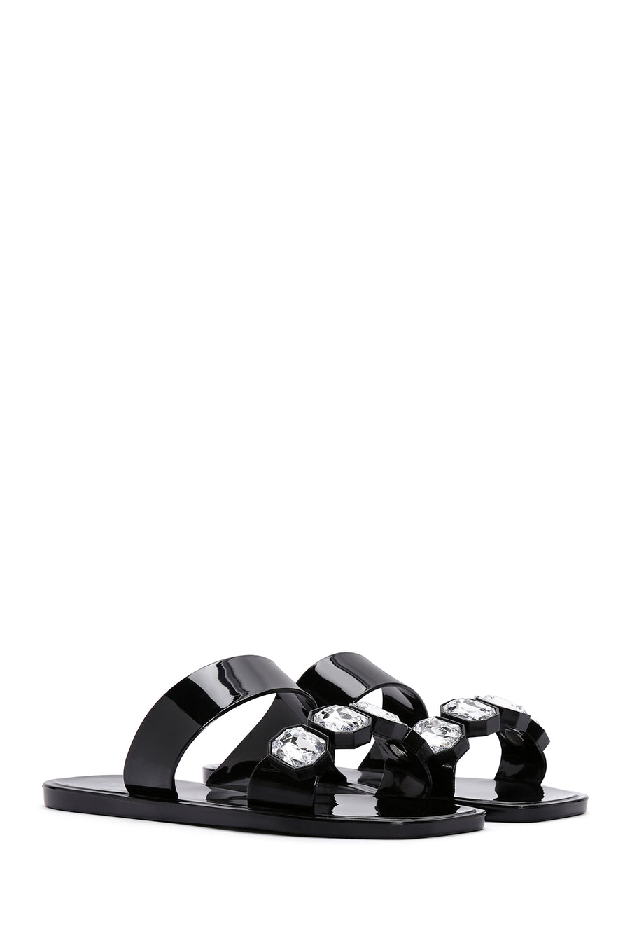 Women's Black Jelly Stone Slippers