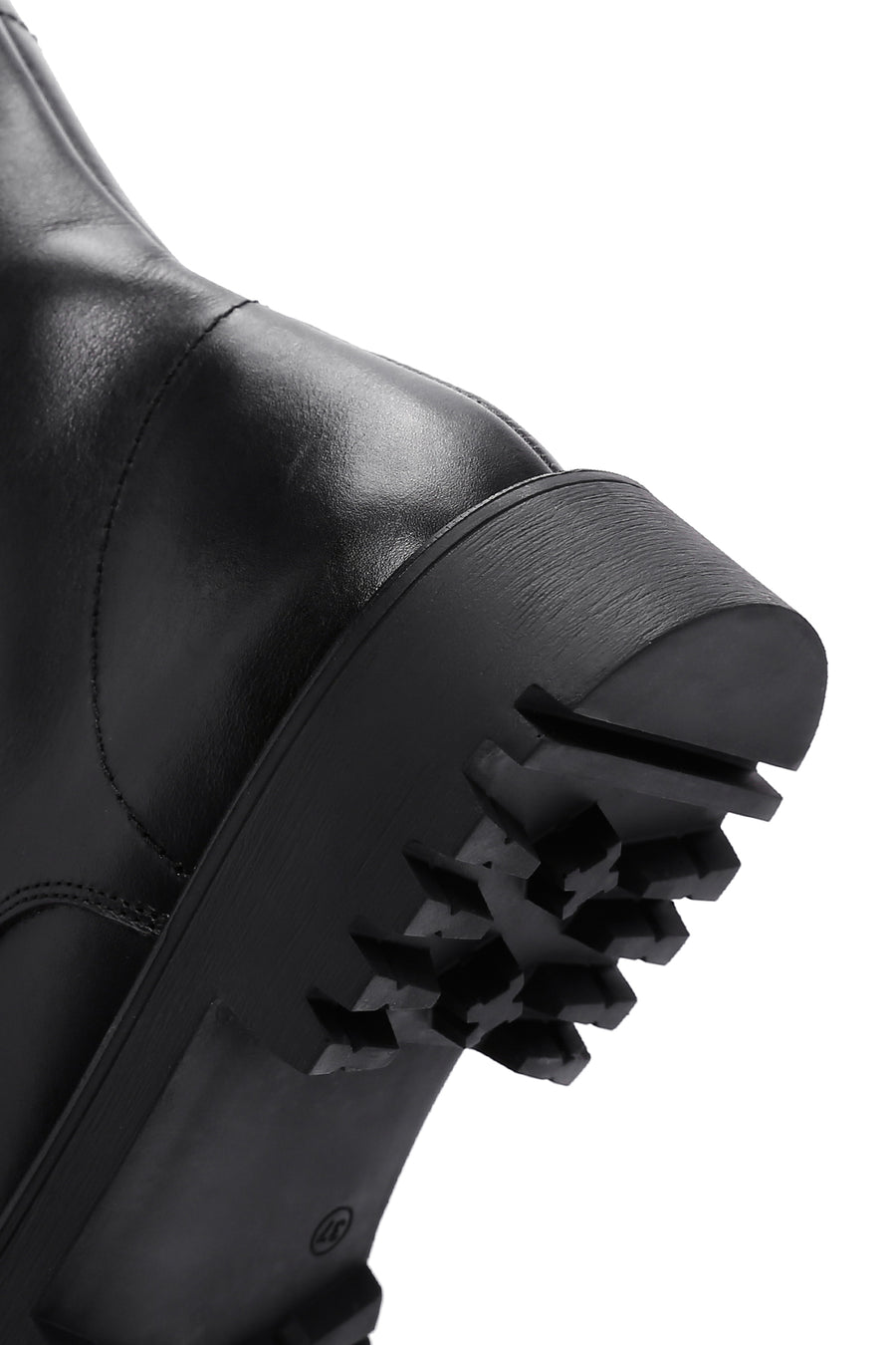 Women's Black Lace-Up Zipper Detailed Leather Combat Boots