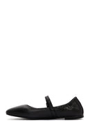 Women's Black Banded Leather Ballerinas | Derimod